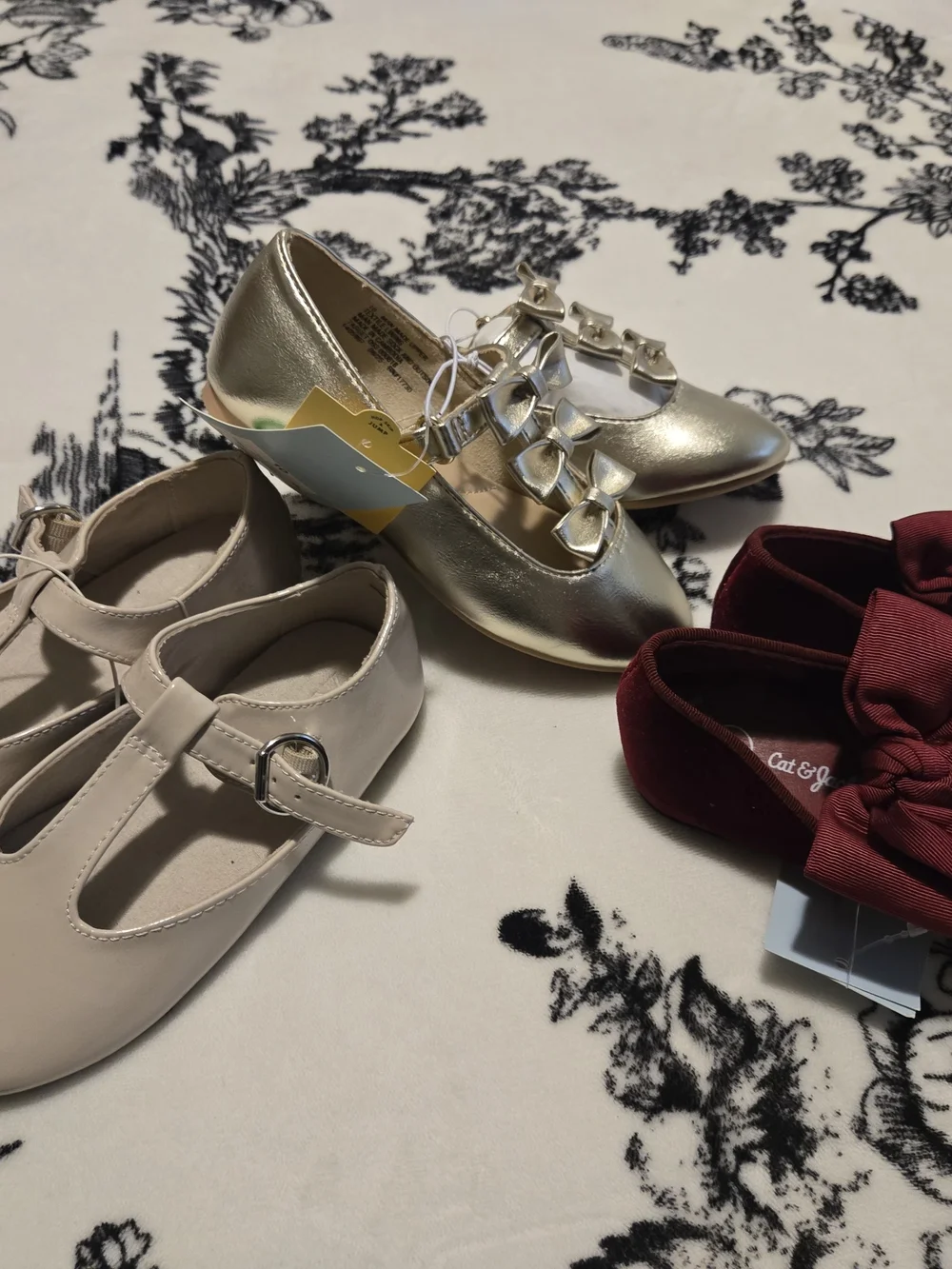 Kids Gold Bow Lace-Up Dress Shoes - Unbranded